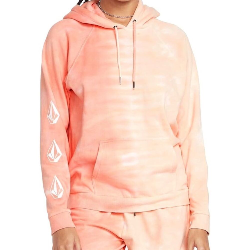 Volcom Women's Orange Iconic Stone Pullover Hoodie Size L *Rare* - Picture 7 of 8